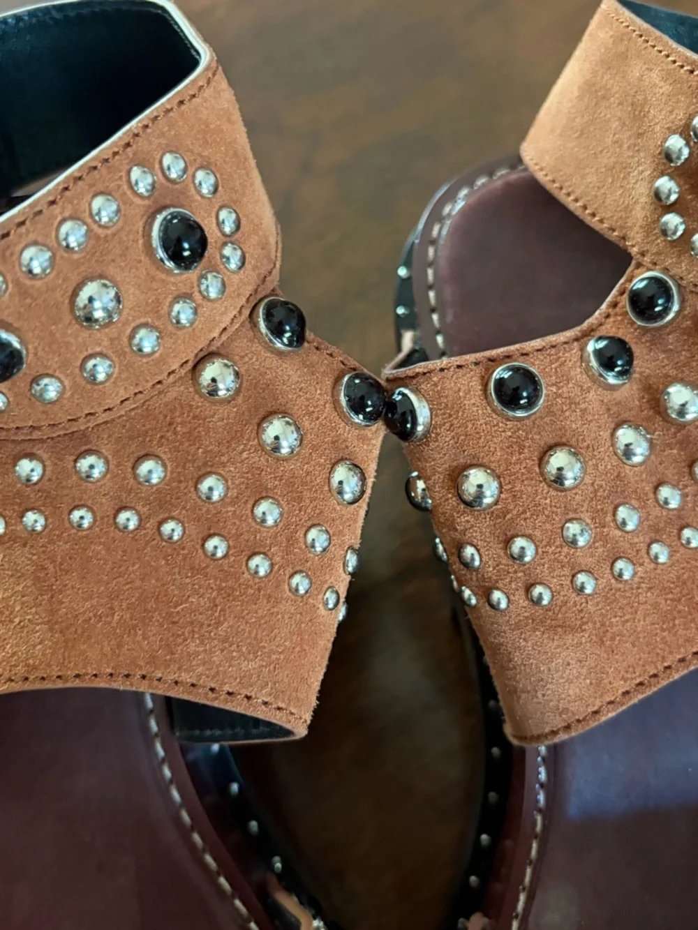 3.1 Phillip Lim Nashville Platform Sandal Suede Leather Studded Chunky Shoes